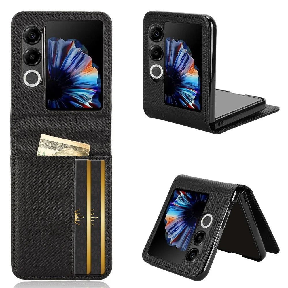 For ZTE nubia Flip2 5G Case PU Leather + PC Card Holder Mobile Phone Cover - Black - 1