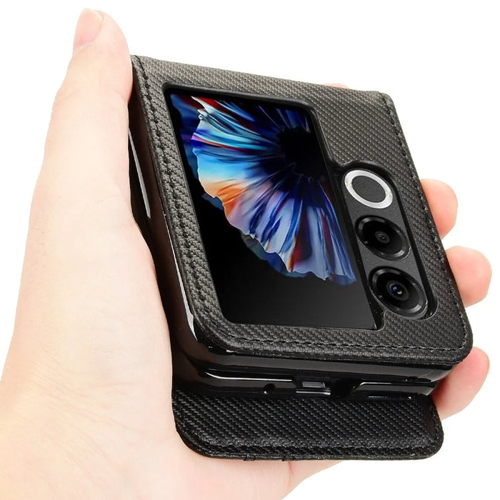 For ZTE nubia Flip2 5G Case PU Leather + PC Card Holder Mobile Phone Cover - Black - 5
