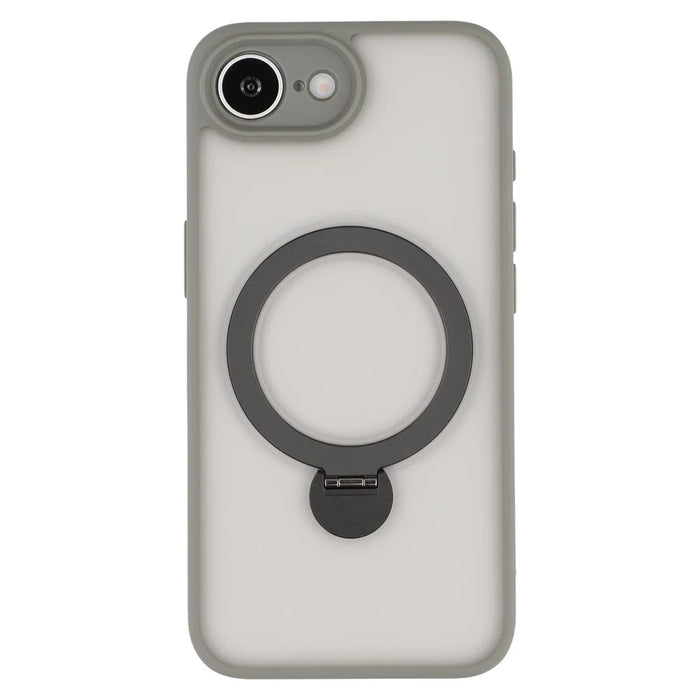 For iPhone 17e / 16e Case Compatible with MagSafe Rotary Ring Kickstand TPU + PC Phone Cover - Grey - 3