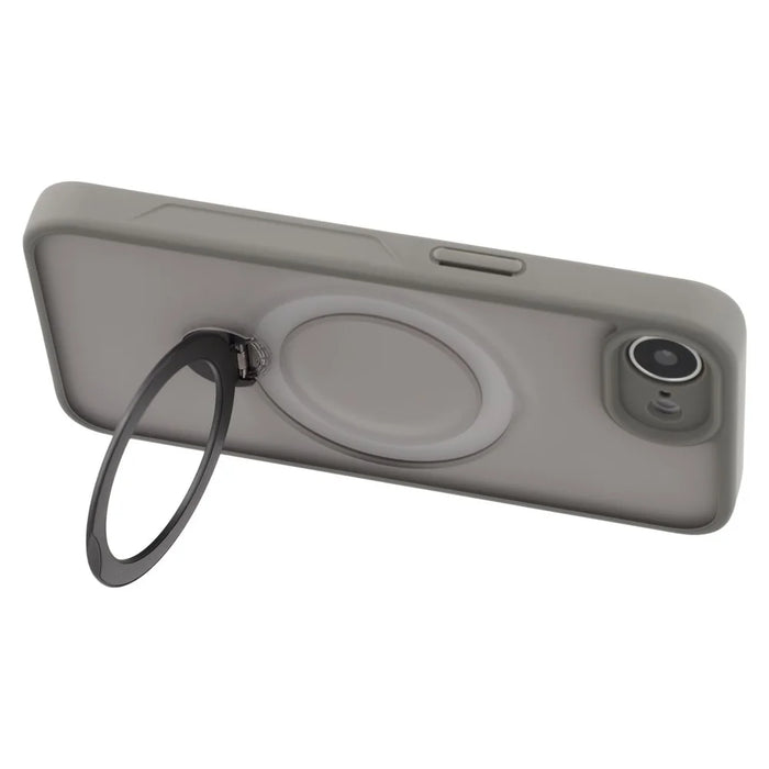 For iPhone 17e / 16e Case Compatible with MagSafe Rotary Ring Kickstand TPU + PC Phone Cover - Grey - 5