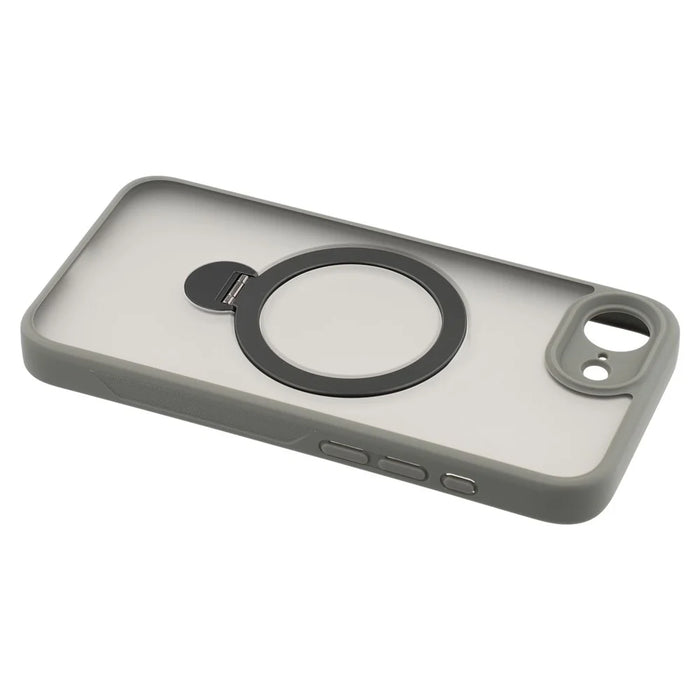 For iPhone 17e / 16e Case Compatible with MagSafe Rotary Ring Kickstand TPU + PC Phone Cover - Grey - 6