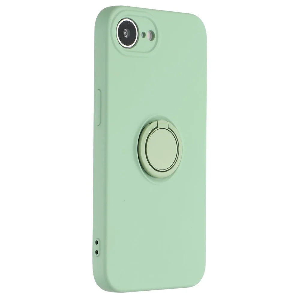 For iPhone 17e / 16e Silicone Case with Strap Ring Kickstand Phone Cover - Green - 3