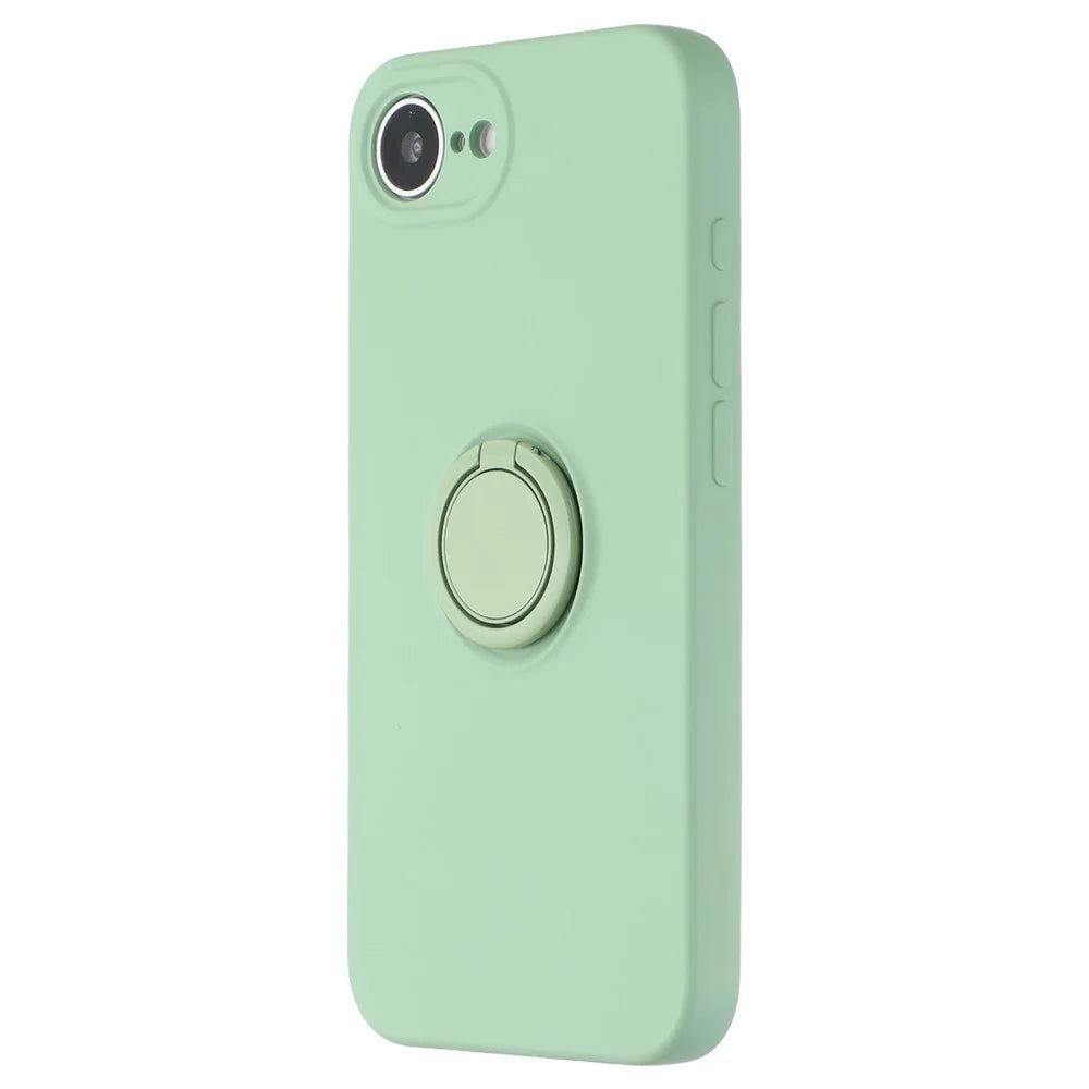 For iPhone 17e / 16e Silicone Case with Strap Ring Kickstand Phone Cover - Green - 4