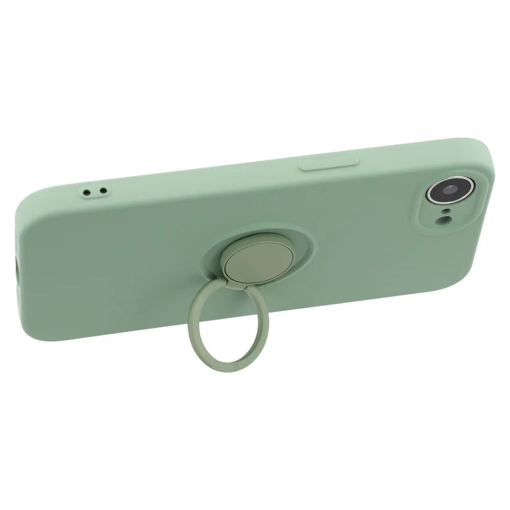 For iPhone 17e / 16e Silicone Case with Strap Ring Kickstand Phone Cover - Green - 5