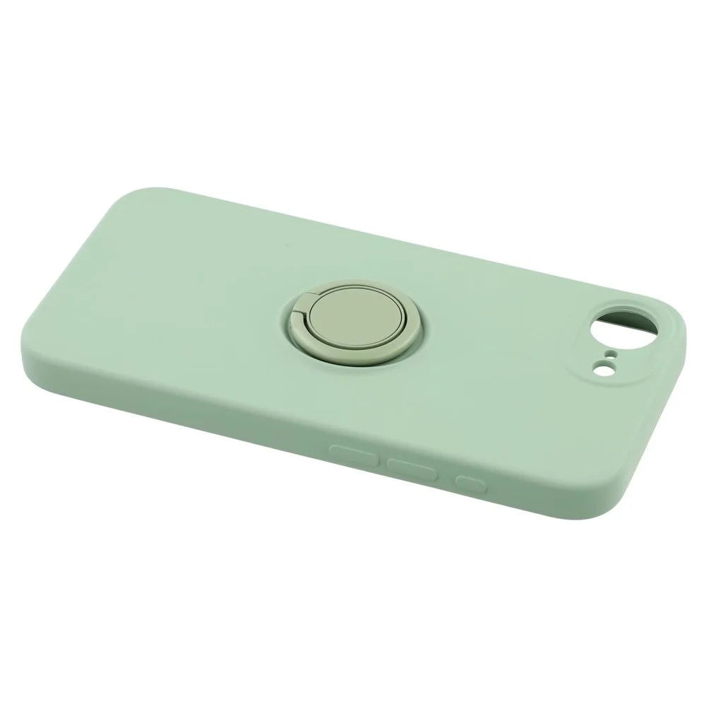 For iPhone 17e / 16e Silicone Case with Strap Ring Kickstand Phone Cover - Green - 6