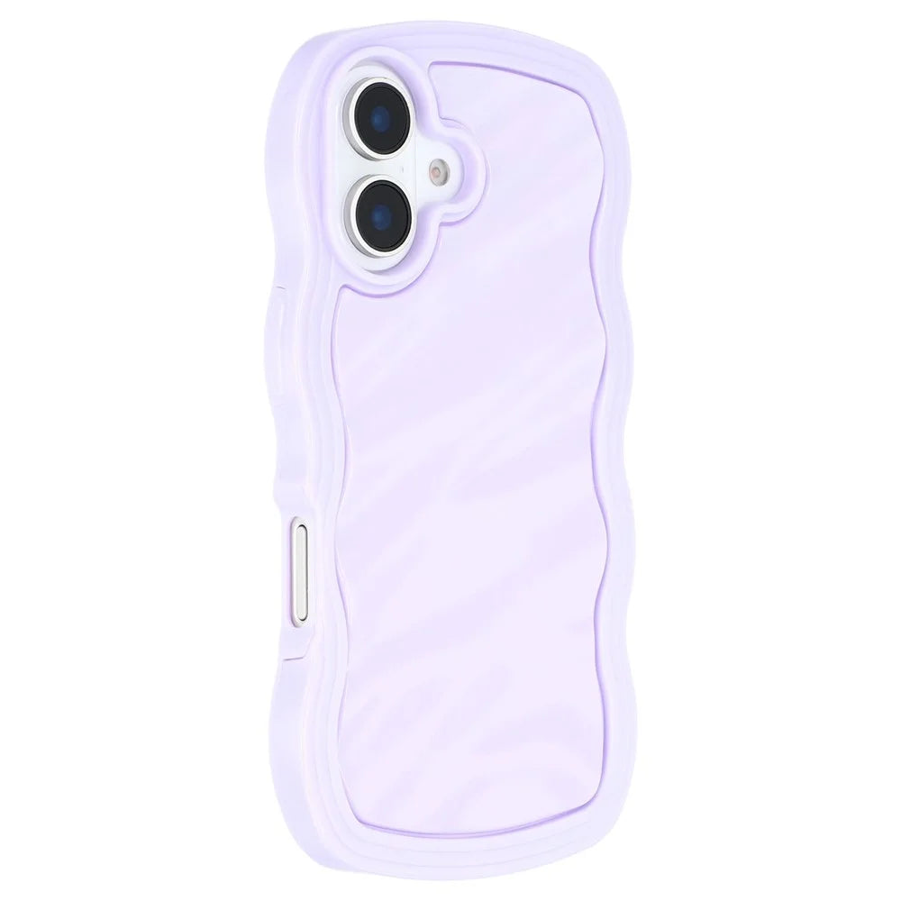 WT Series for iPhone 16 Case Wavy Edge Shockproof TPU + PC Phone Cover - Purple - 1
