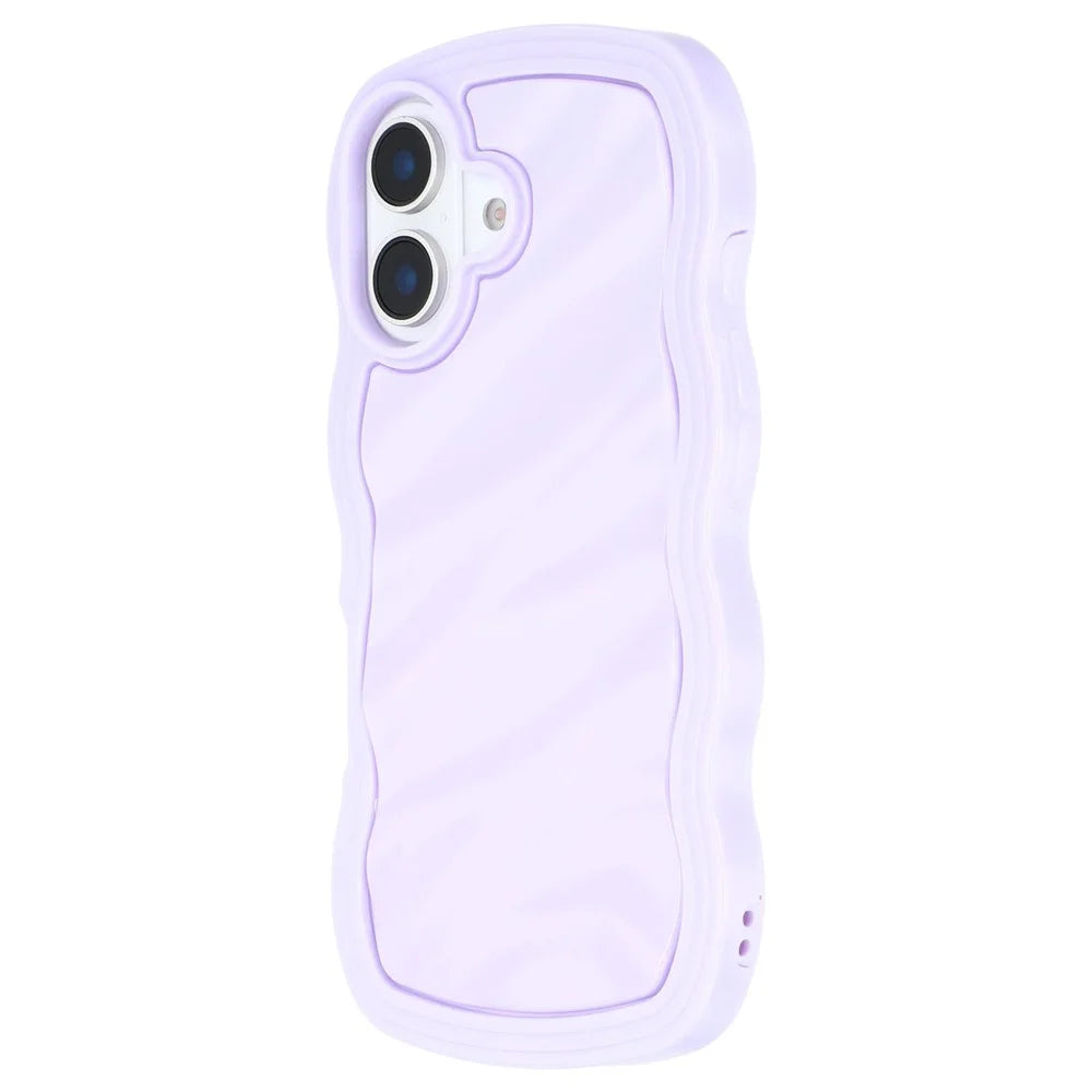 WT Series for iPhone 16 Plus Case Wavy Edge Shockproof TPU + PC Phone Cover - Purple - 4