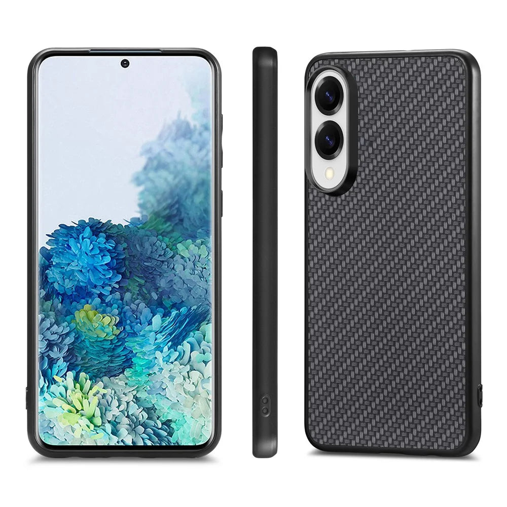 For Samsung Galaxy S25 Edge Case Carbon Fiber Texture PU+PC+TPU Phone Back Cover - Black - 2