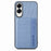 For Samsung Galaxy S25 Edge Case RFID Blocking Carbon Fiber Leather Phone Back Cover with Card Holder - Blue - 1