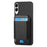 For Samsung Galaxy S25 Edge Case with Card Holder Kickstand Leather Back Cover - Black - 2