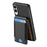 For Samsung Galaxy S25 Edge Case with Card Holder Kickstand Leather Back Cover - Black - 3