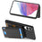 For Samsung Galaxy S25 Edge Case with Card Holder Kickstand Leather Back Cover - Black - 5