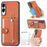 For Samsung Galaxy S25 Edge Case Carbon Fiber Texture Leather Phone Back Cover with Card Holder - Brown - 1