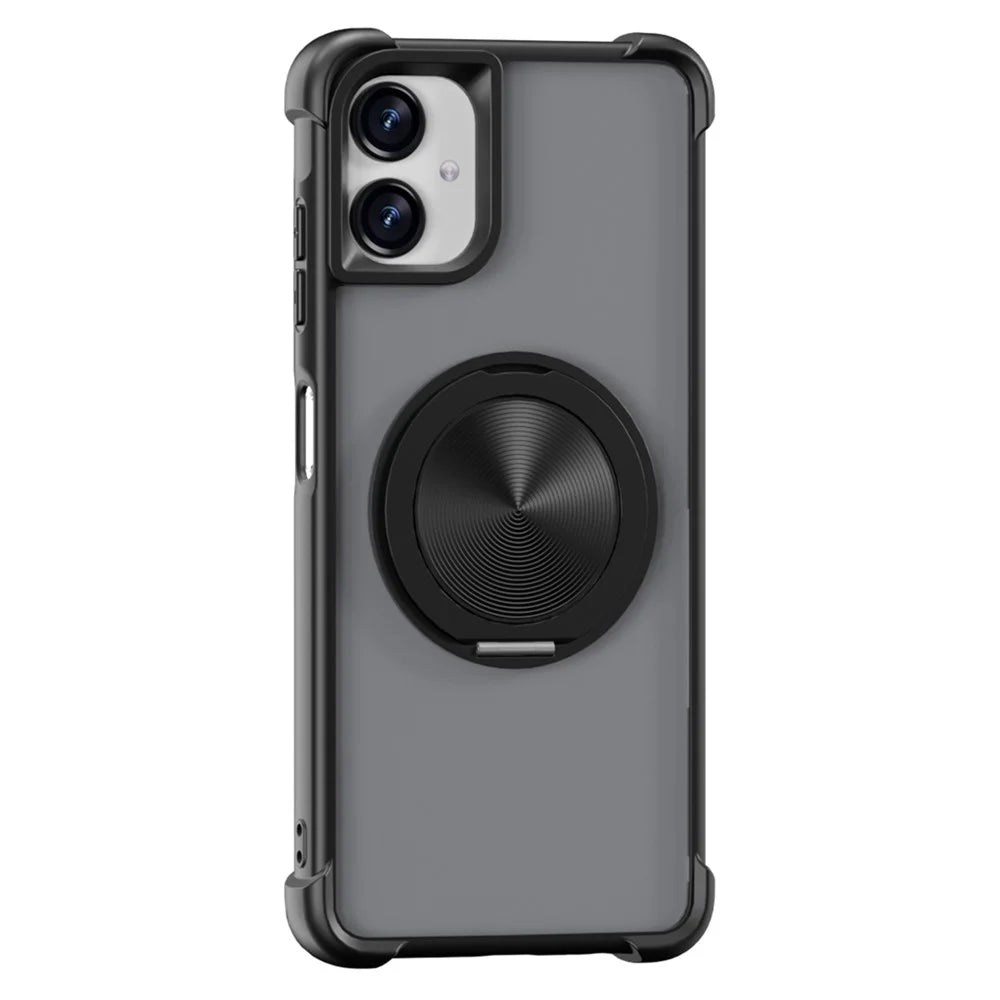 For Samsung Galaxy A06 4G Magnetic Case CD Vein Kickstand TPU + PC Phone Cover - Black - 1
