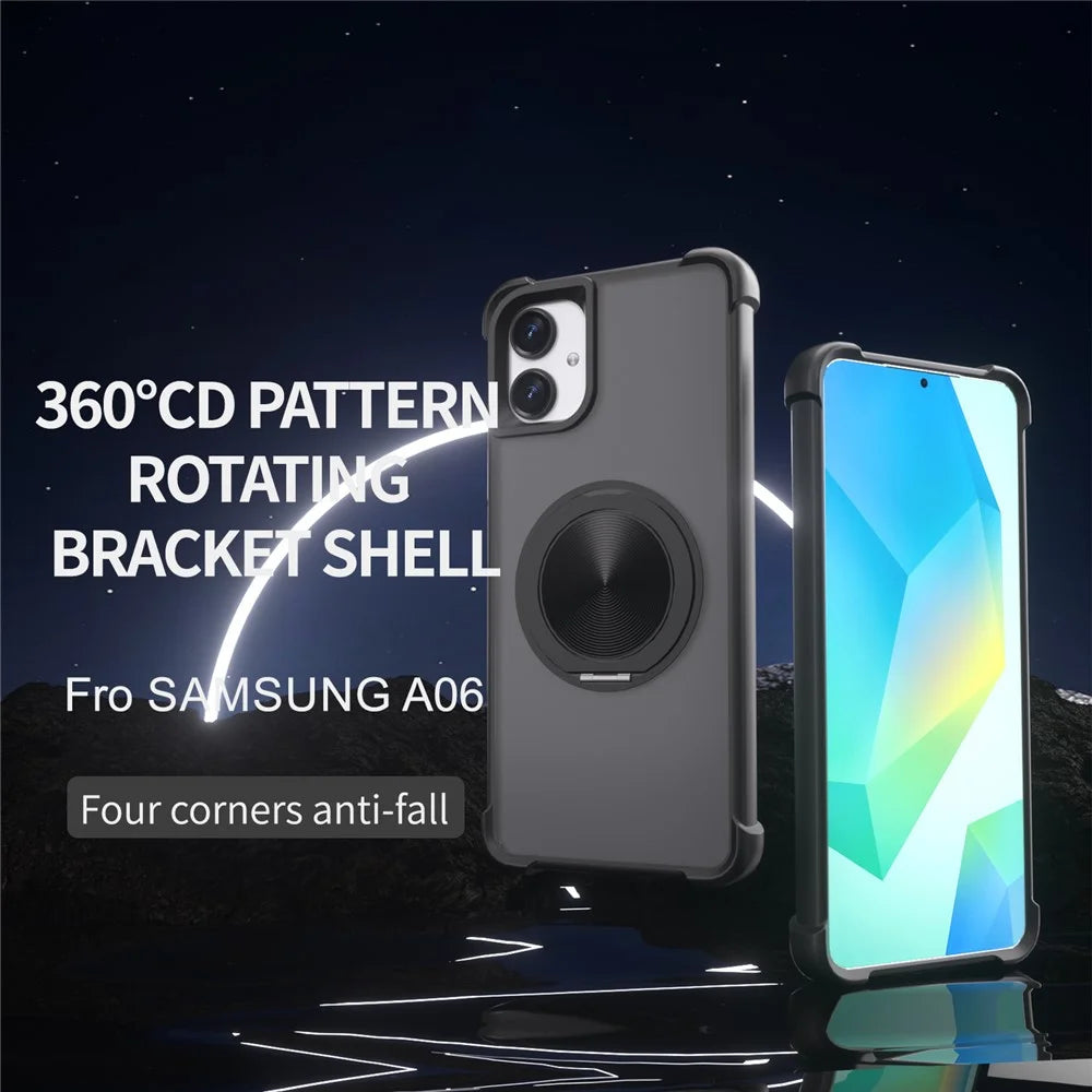For Samsung Galaxy A06 4G Magnetic Case CD Vein Kickstand TPU + PC Phone Cover - Black - 2