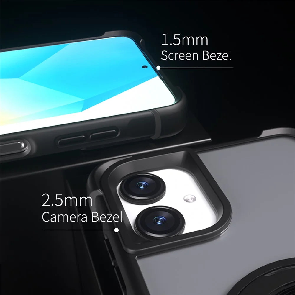 For Samsung Galaxy A06 4G Magnetic Case CD Vein Kickstand TPU + PC Phone Cover - Black - 3