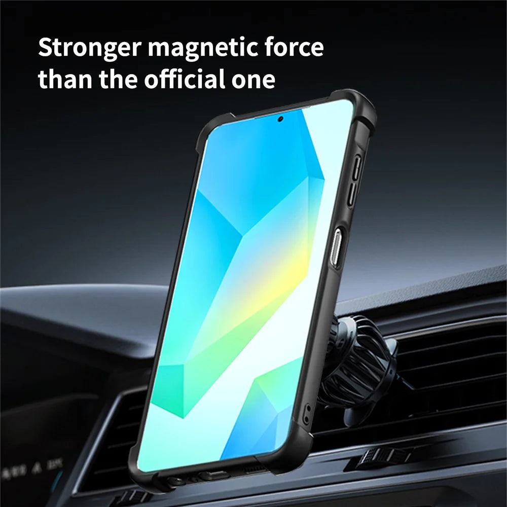 For Samsung Galaxy A06 4G Magnetic Case CD Vein Kickstand TPU + PC Phone Cover - Black - 4