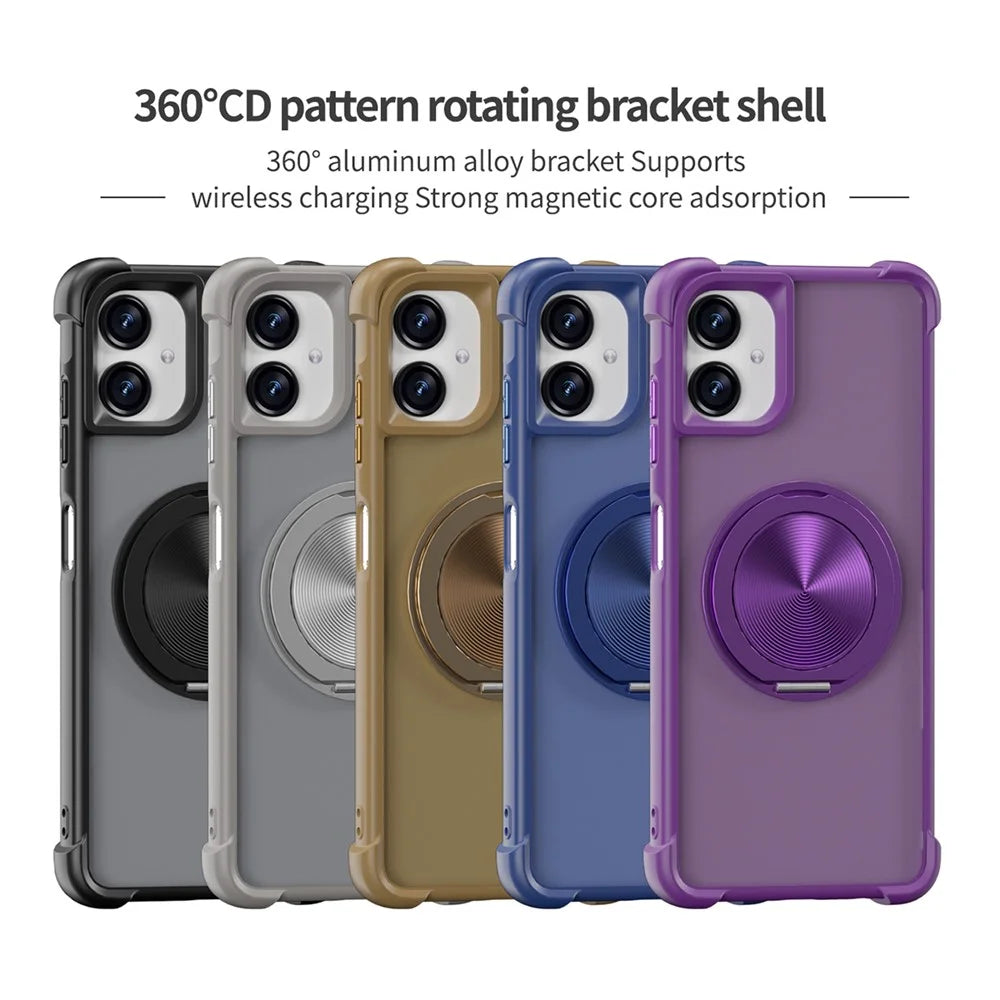 For Samsung Galaxy A06 4G Magnetic Case CD Vein Kickstand TPU + PC Phone Cover - Black - 6