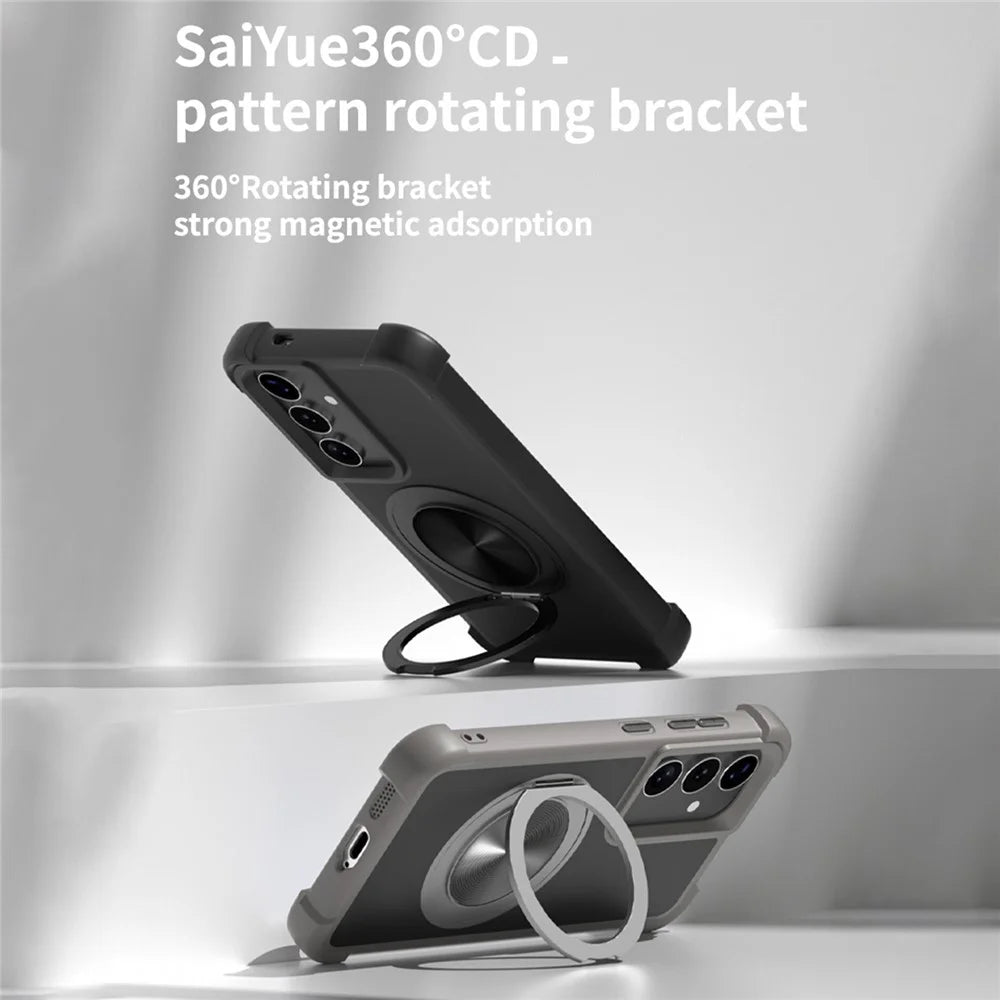 For Samsung Galaxy A16 4G / 5G Magnetic Case CD Vein Kickstand TPU + PC Phone Cover - Grey - 2