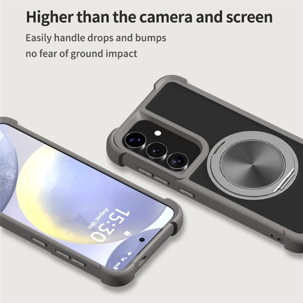 For Samsung Galaxy A16 4G / 5G Magnetic Case CD Vein Kickstand TPU + PC Phone Cover - Grey - 4