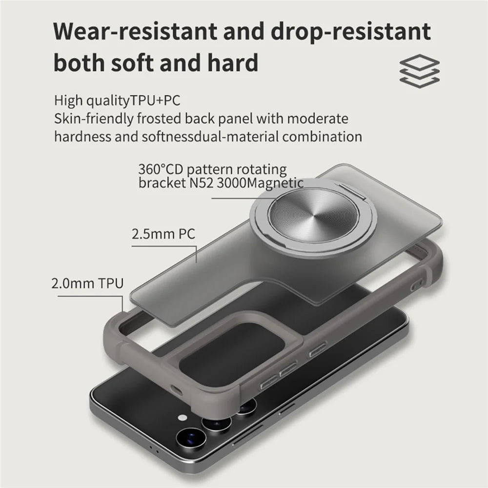For Samsung Galaxy A16 4G / 5G Magnetic Case CD Vein Kickstand TPU + PC Phone Cover - Grey - 7