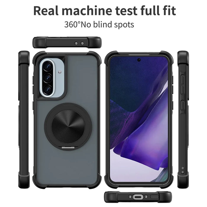 For Samsung Galaxy A36 5G Magnetic Case CD Vein Kickstand TPU + PC Phone Cover - Black - 6