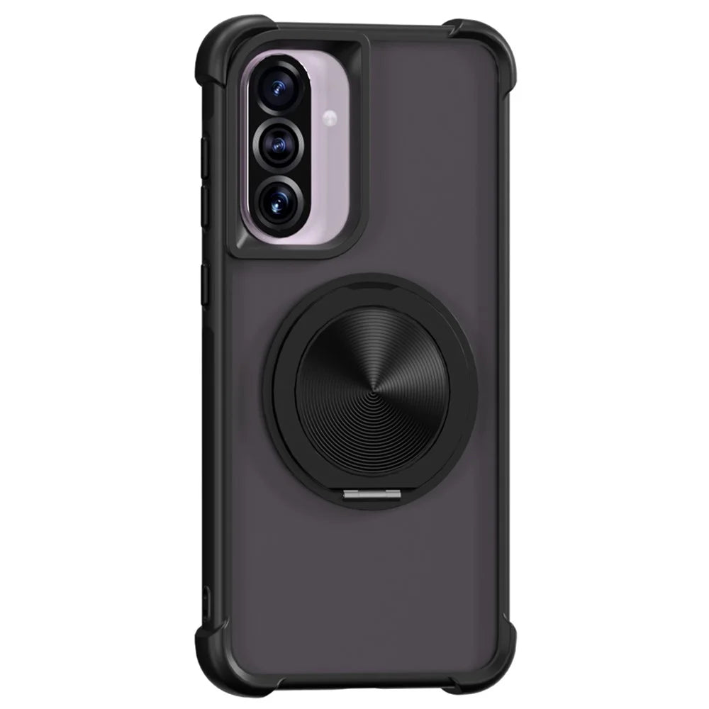 For Samsung Galaxy A56 5G Magnetic Case CD Vein Kickstand TPU + PC Phone Cover - Black - 1