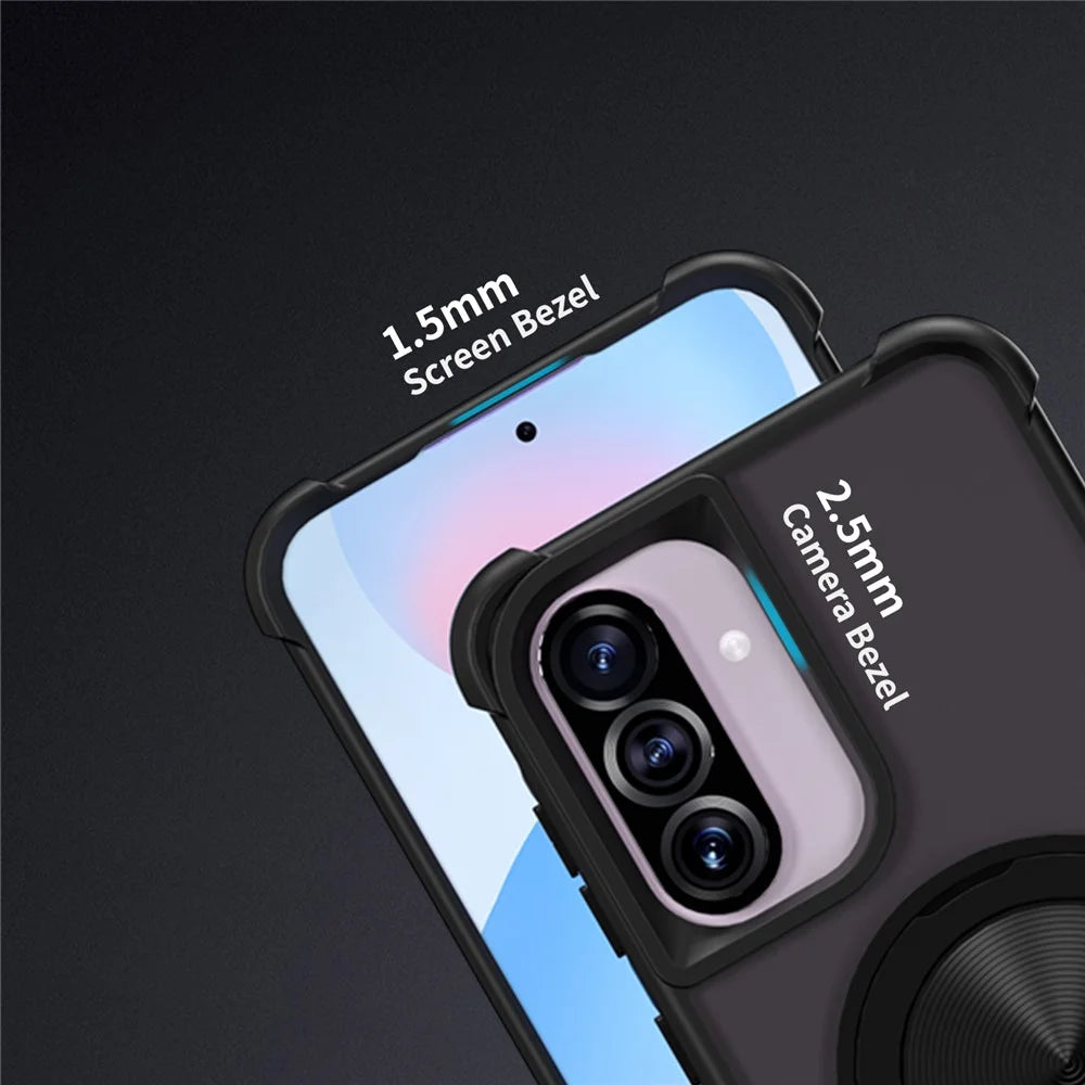 For Samsung Galaxy A56 5G Magnetic Case CD Vein Kickstand TPU + PC Phone Cover - Black - 3