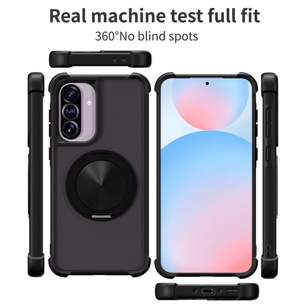 For Samsung Galaxy A56 5G Magnetic Case CD Vein Kickstand TPU + PC Phone Cover - Black - 6