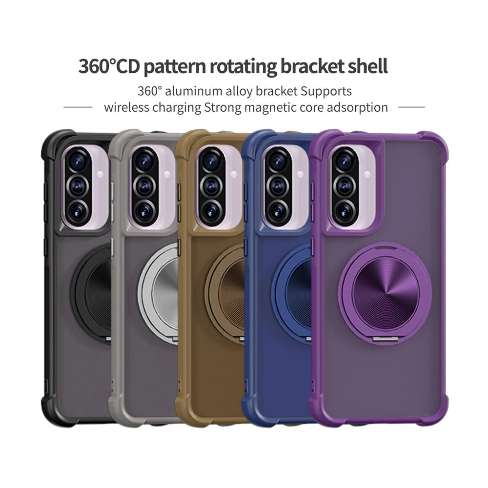 For Samsung Galaxy A56 5G Magnetic Case CD Vein Kickstand TPU + PC Phone Cover - Black - 7