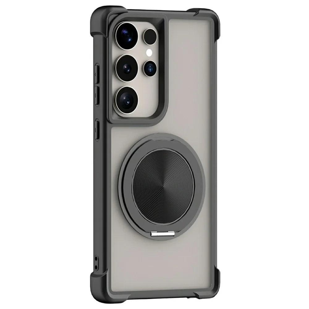 For Samsung Galaxy S24 Ultra Magnetic Case CD Vein Kickstand TPU + PC Phone Cover - Black - 1