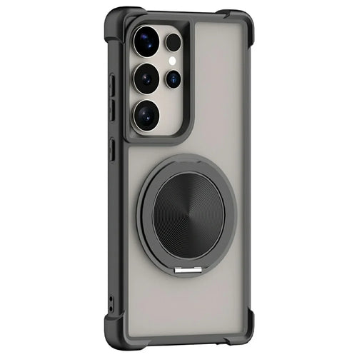 For Samsung Galaxy S24 Ultra Magnetic Case CD Vein Kickstand TPU + PC Phone Cover - Black - 1