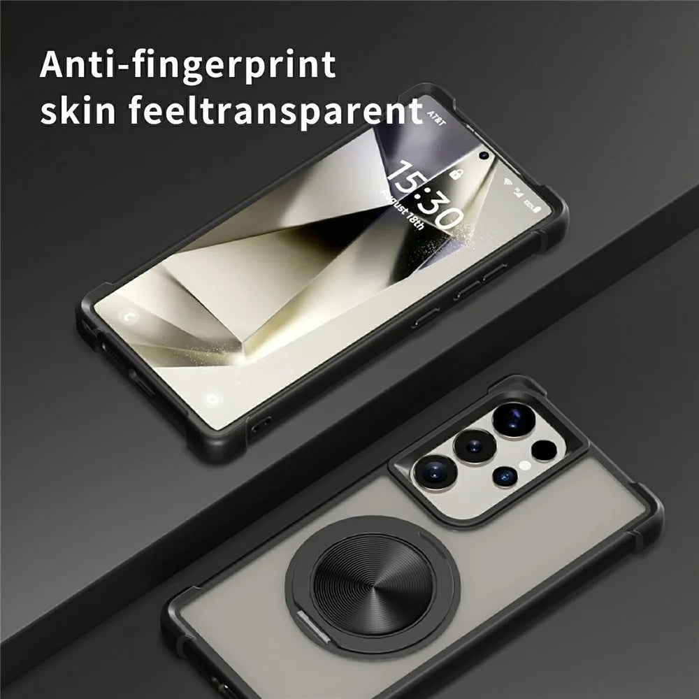 For Samsung Galaxy S25 Ultra Magnetic Case CD Vein Kickstand TPU + PC Phone Cover - Black - 4