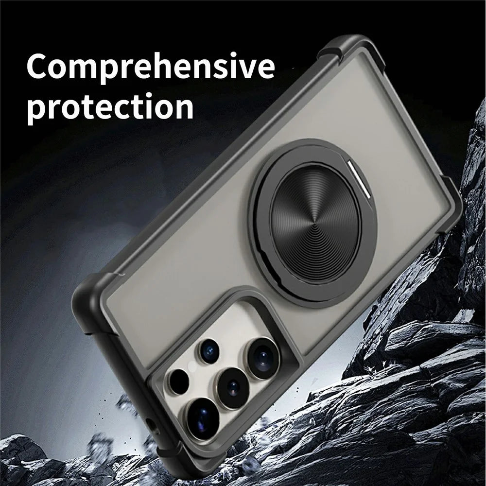 For Samsung Galaxy S25 Ultra Magnetic Case CD Vein Kickstand TPU + PC Phone Cover - Black - 5