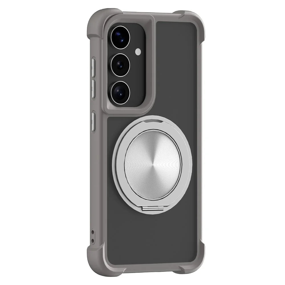 For Samsung Galaxy S25 / S24 Magnetic Case CD Vein Kickstand TPU + PC Phone Cover - Grey - 1