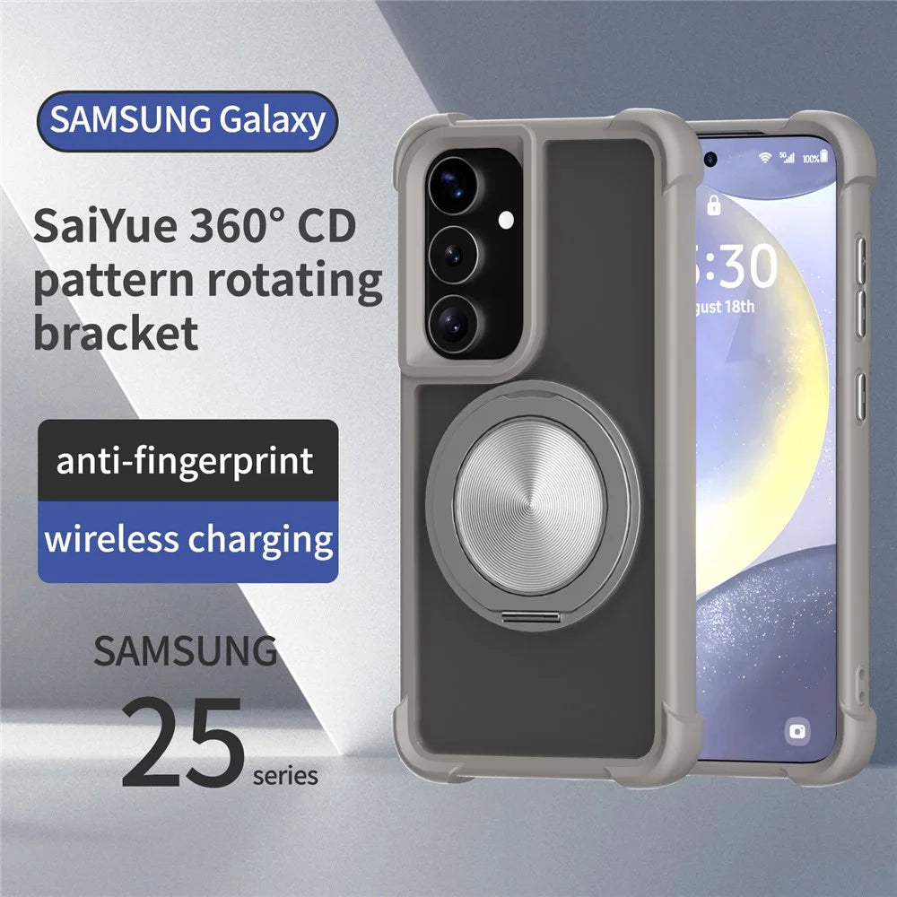 For Samsung Galaxy S25 / S24 Magnetic Case CD Vein Kickstand TPU + PC Phone Cover - Grey - 2