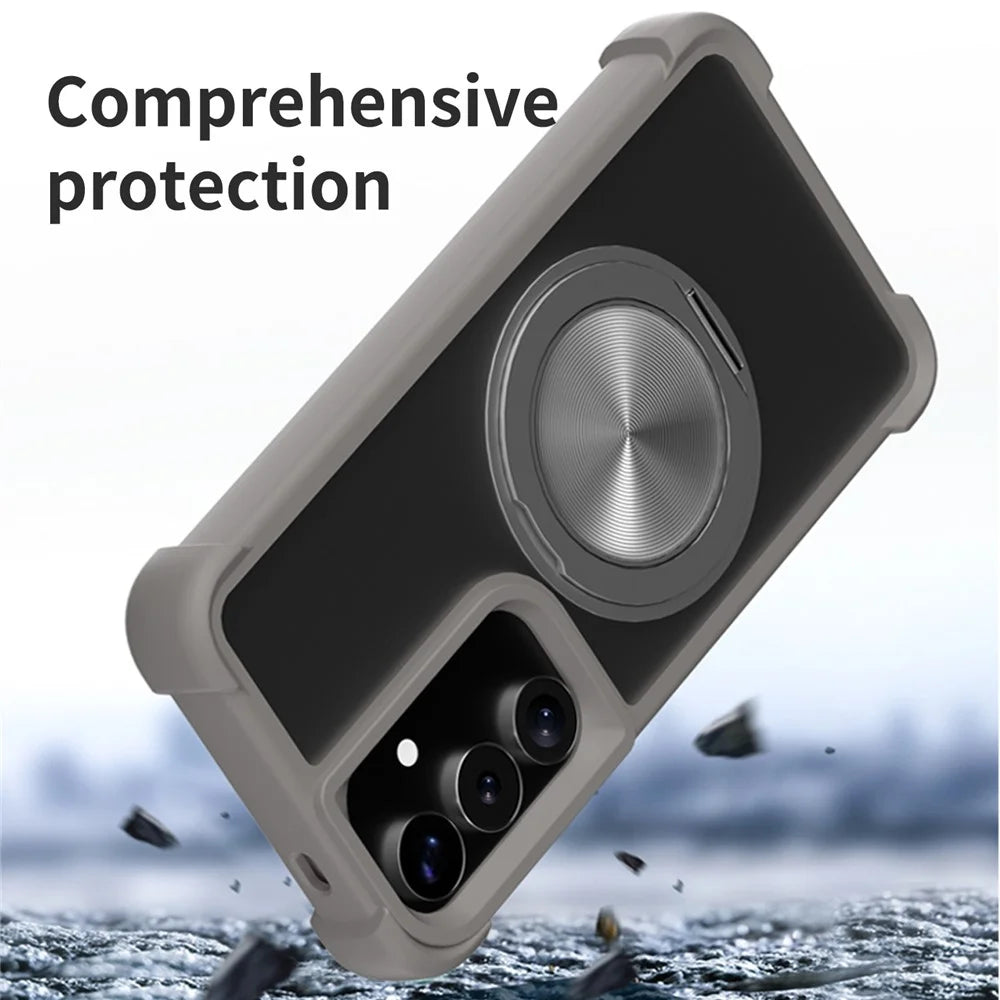 For Samsung Galaxy S25 / S24 Magnetic Case CD Vein Kickstand TPU + PC Phone Cover - Grey - 3