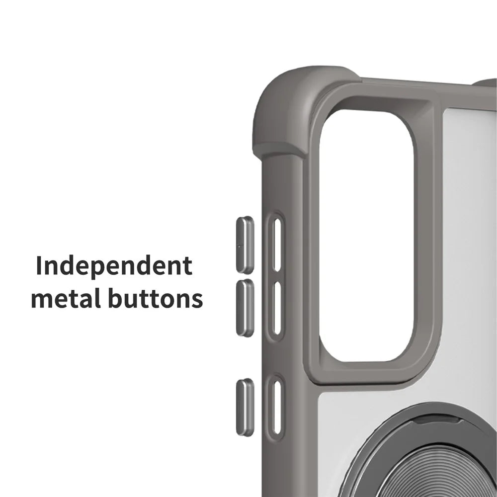 For Samsung Galaxy S25 / S24 Magnetic Case CD Vein Kickstand TPU + PC Phone Cover - Grey - 6