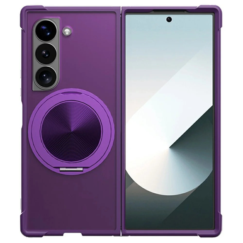 For Samsung Galaxy Z Fold6 5G Magnetic Case CD Vein Kickstand TPU + PC Phone Cover - Purple - 1