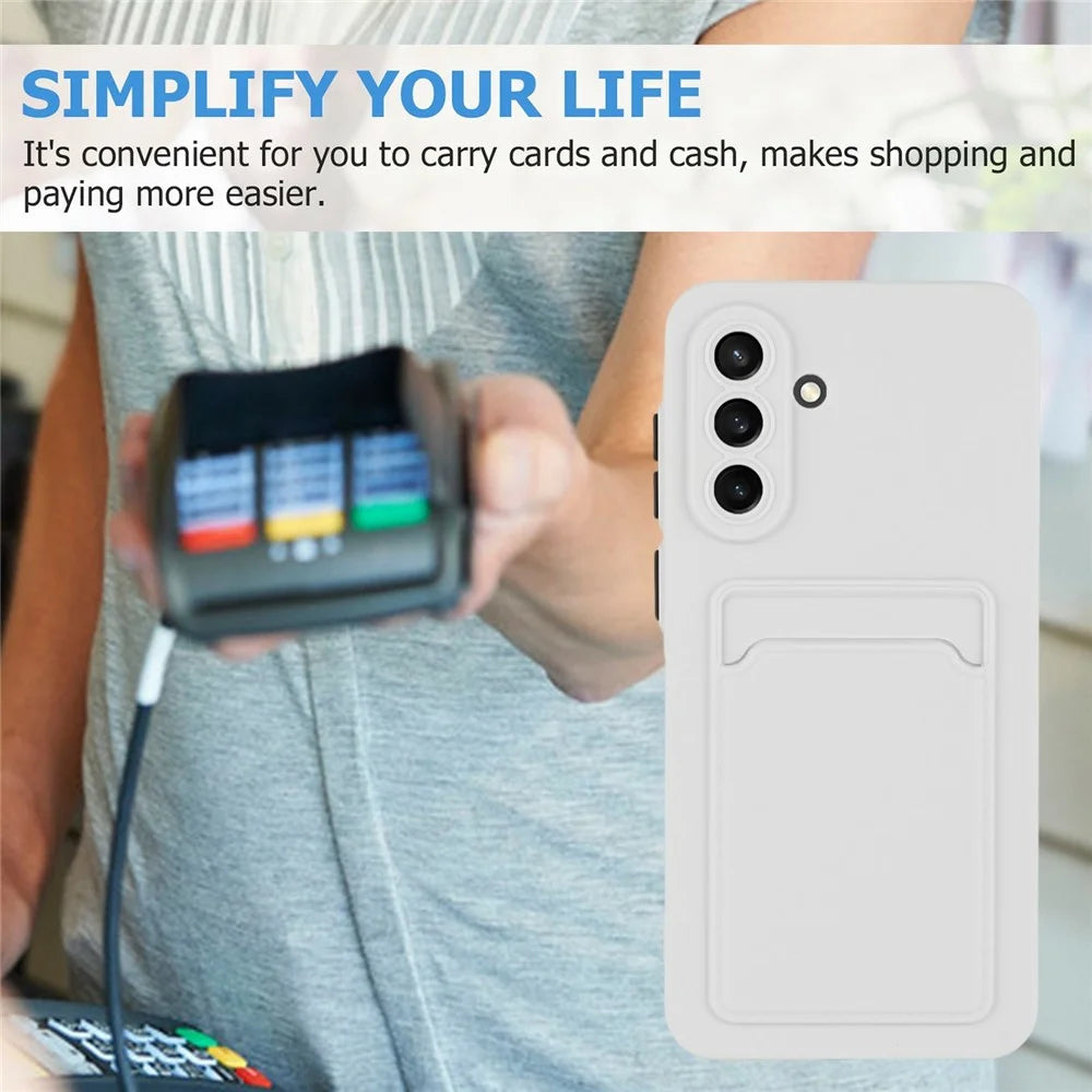 For Samsung Galaxy A56 5G Case Card Slot Matte Fingerprint-Free Back Cover - White - 5