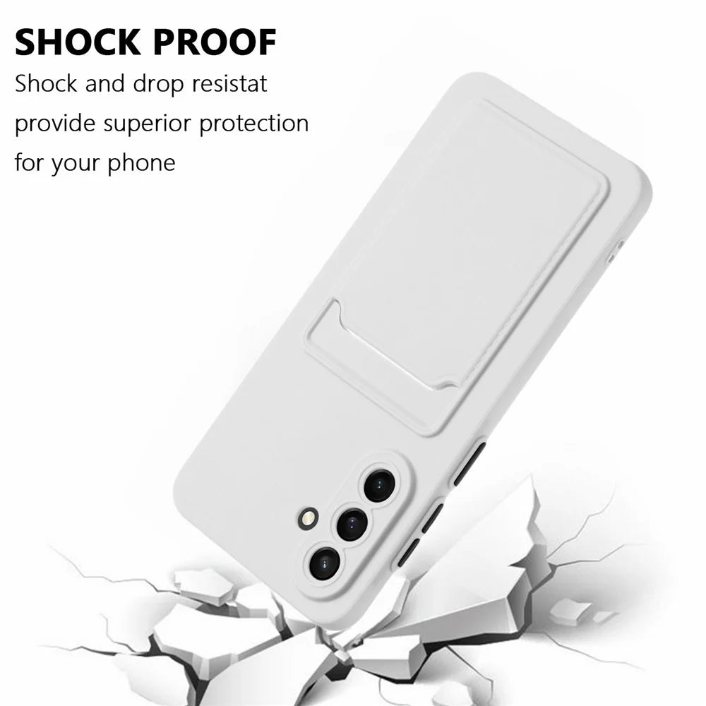 For Samsung Galaxy A56 5G Case Card Slot Matte Fingerprint-Free Back Cover - White - 6