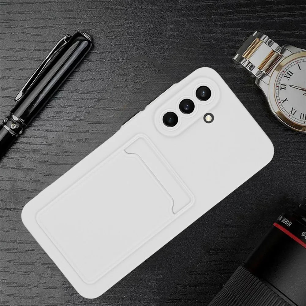 For Samsung Galaxy A56 5G Case Card Slot Matte Fingerprint-Free Back Cover - White - 7