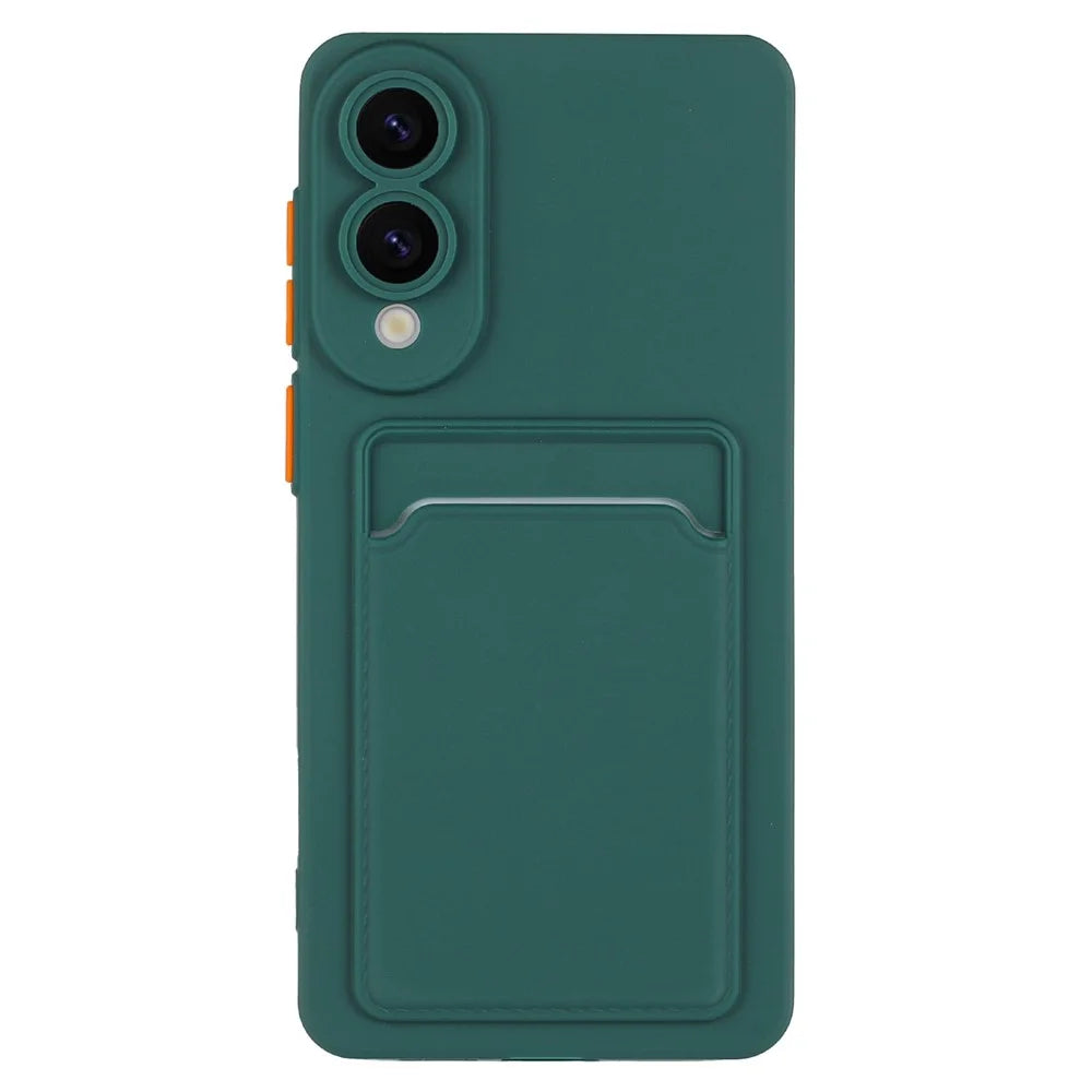 For Samsung Galaxy S25 Edge Case Card Slot Matte Fingerprint-Free Back Cover - Green - 3