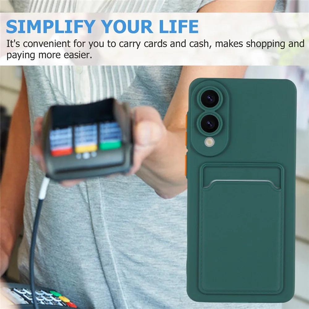 For Samsung Galaxy S25 Edge Case Card Slot Matte Fingerprint-Free Back Cover - Green - 4