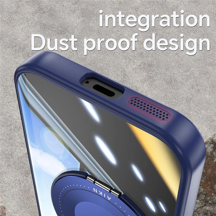 For Google Pixel 9a Magnetic Case PC + TPU Phone Cover with Rotating Metal Kickstand, Lens Protector - Blue - 3