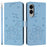 For Samsung Galaxy S25 Edge Wallet Case Cats Imprint Leather Phone Cover with Strap - Blue - 1