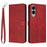 For Samsung Galaxy S25 Edge Case Flip Stand PU Leather Wallet Phone Cover Calf Texture - Red - 1