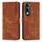 For vivo Y29s 5G Case Imprinted Lines Leather Phone Cover with Stand - Brown - 1