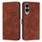 For Samsung Galaxy S25 Edge Case Viewing Stand PU Leather Phone Cover Imprinted Heart Pattern - Brown - 1
