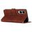 For Samsung Galaxy S25 Edge Case Viewing Stand PU Leather Phone Cover Imprinted Heart Pattern - Brown - 3
